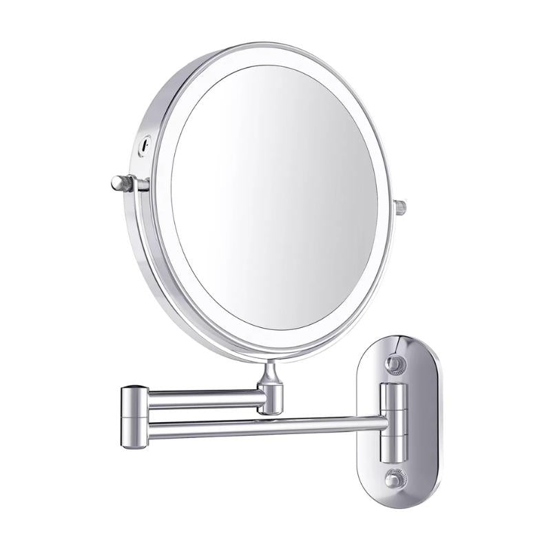 LED-Vergrößerungsspiegel mit Chromsilber-Finish, wiederaufladbar, für Make-up und Badezimmer